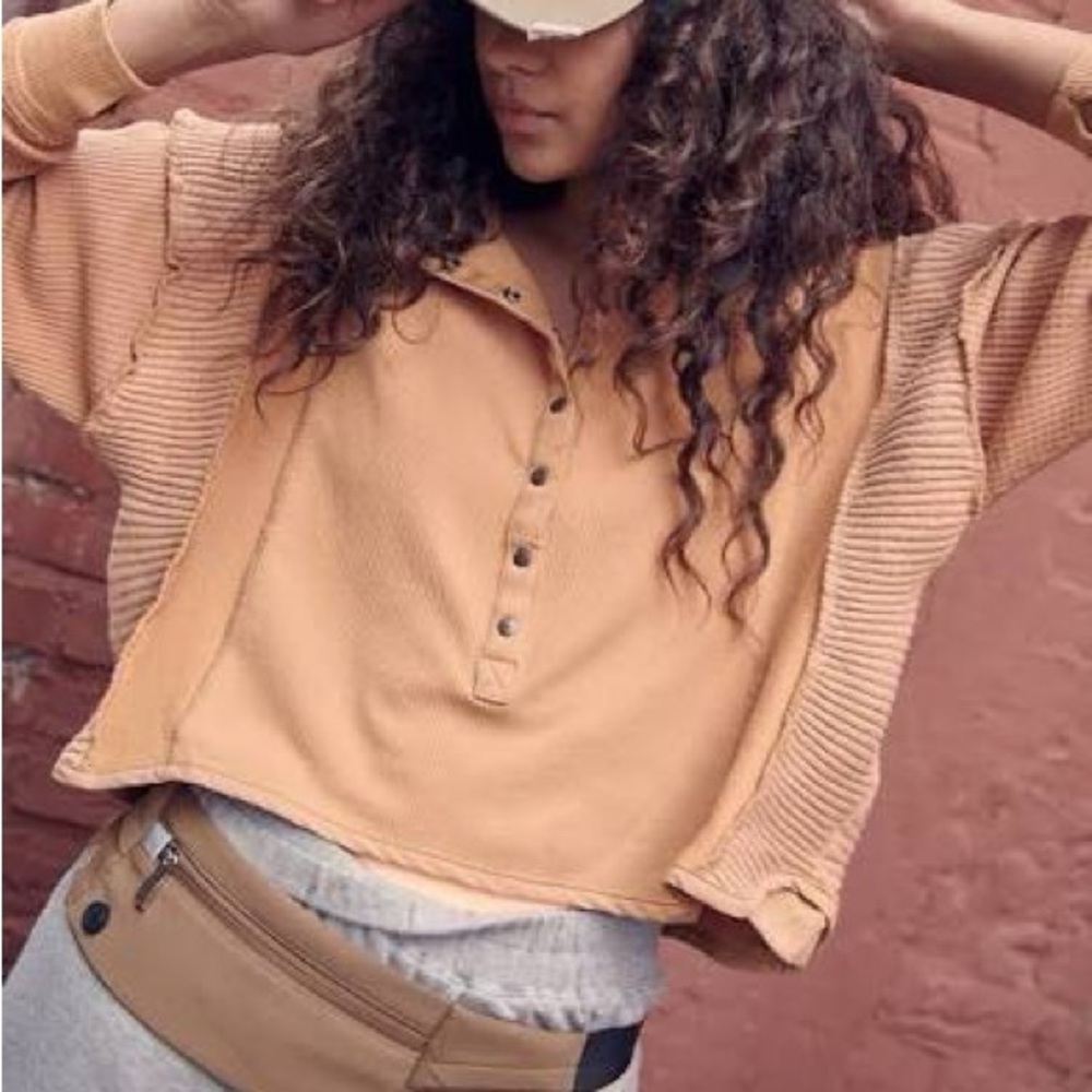 RED Free People Movement Button Up Henley